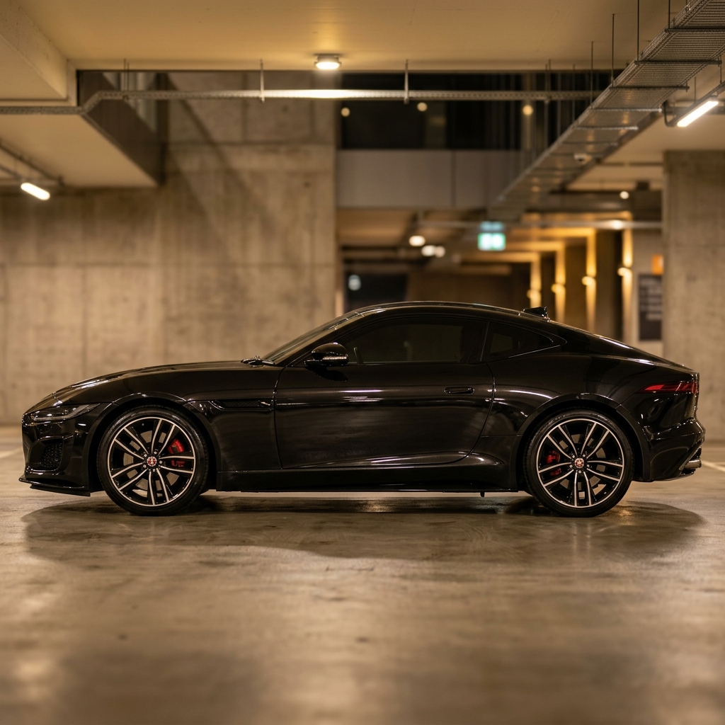 Freshly detailed luxury car with mirror-like paint finish